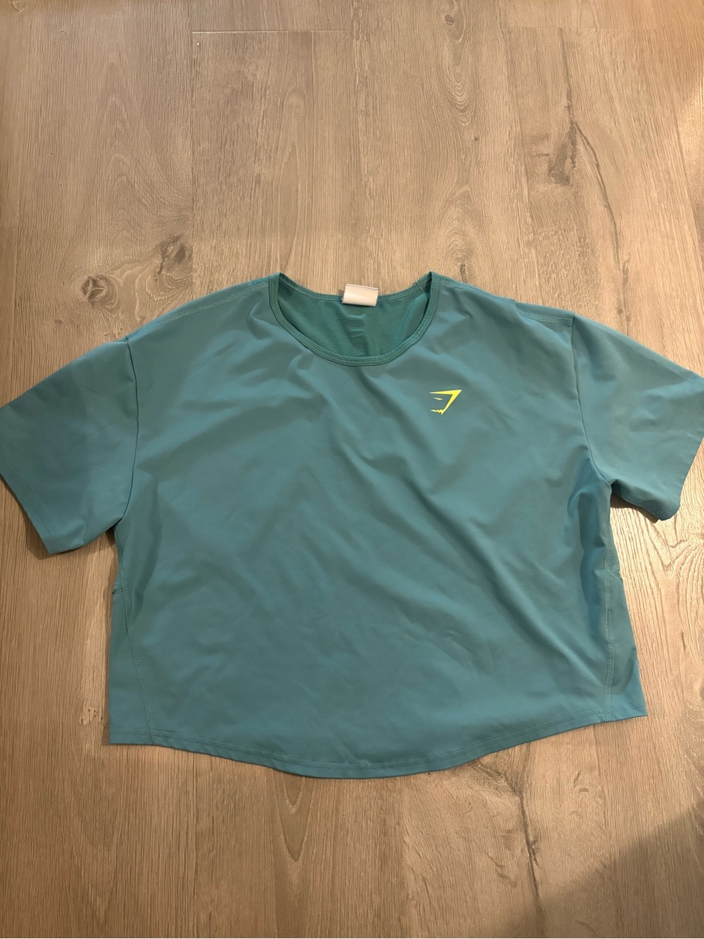 Gymshark Teal Short Sleeve Crop Top with Neon Logo